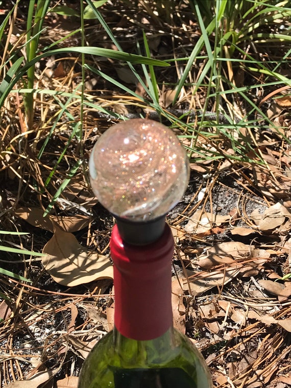 Tapones de botellas de vino de vidrio soplado a mano brillo de oro -   México