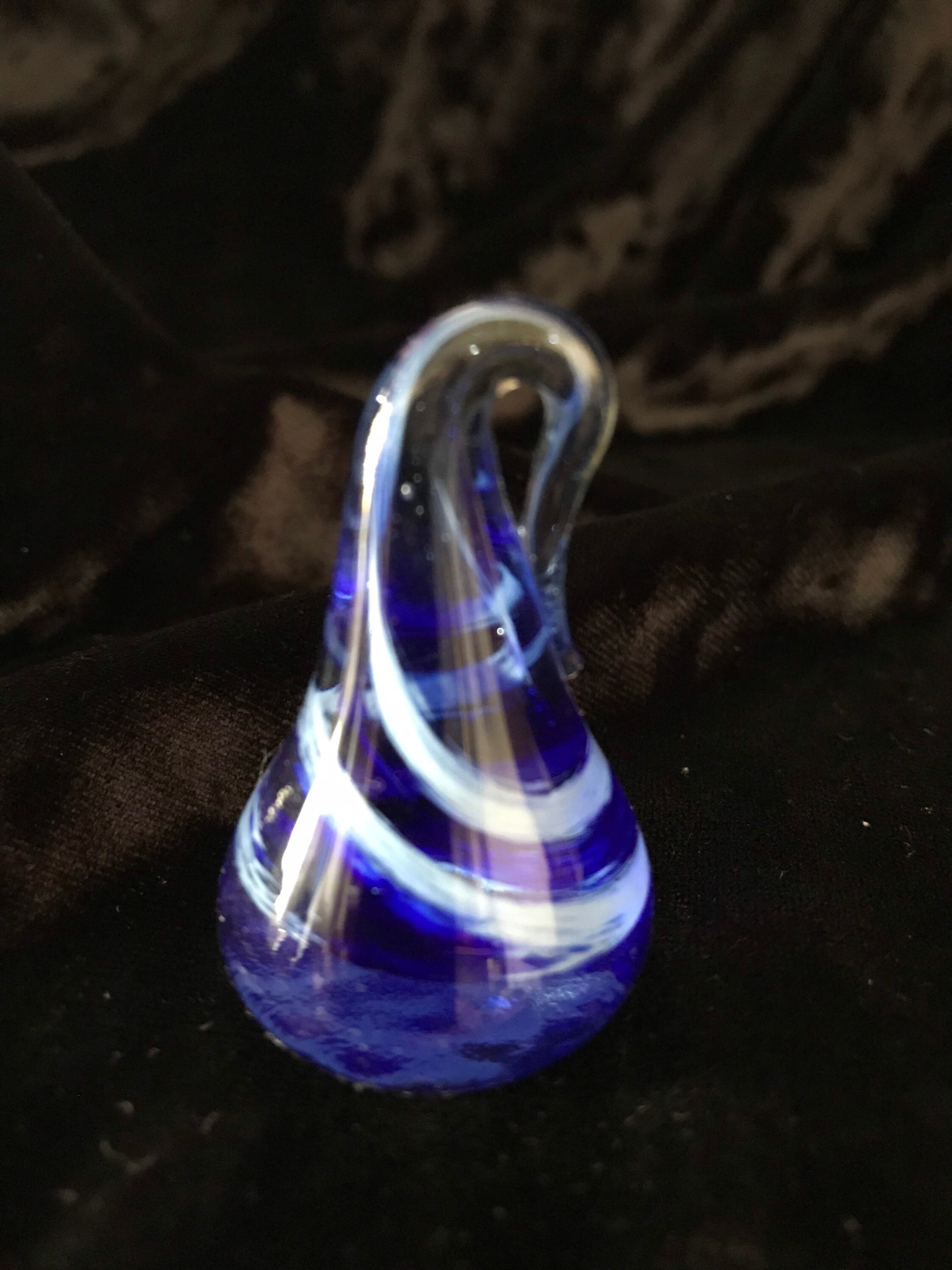 Hand Blown Glass Ring Holder Blue & White Etsy