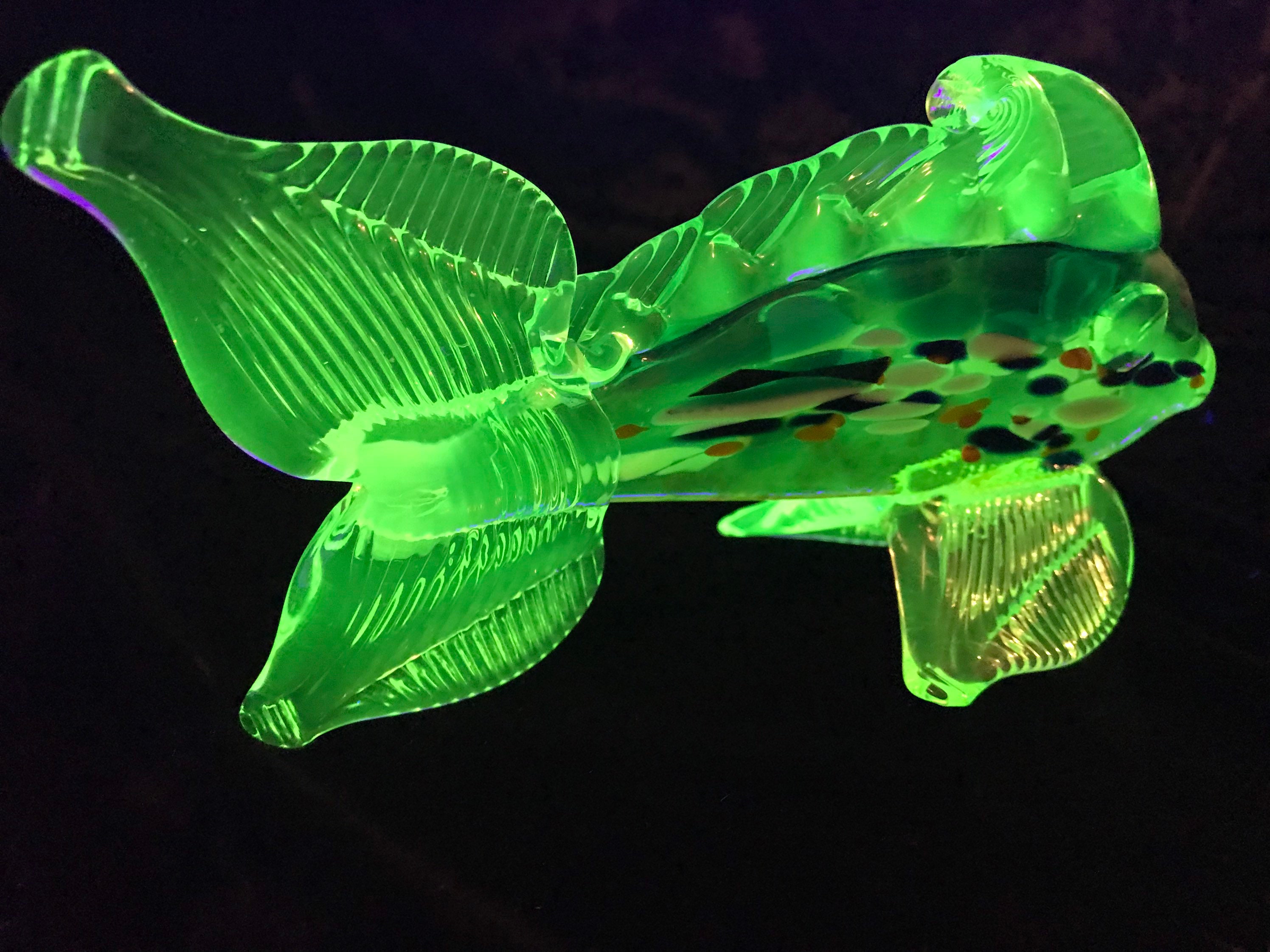 Uranium Glass Mini Fish Tangerine White and Blue Etsy