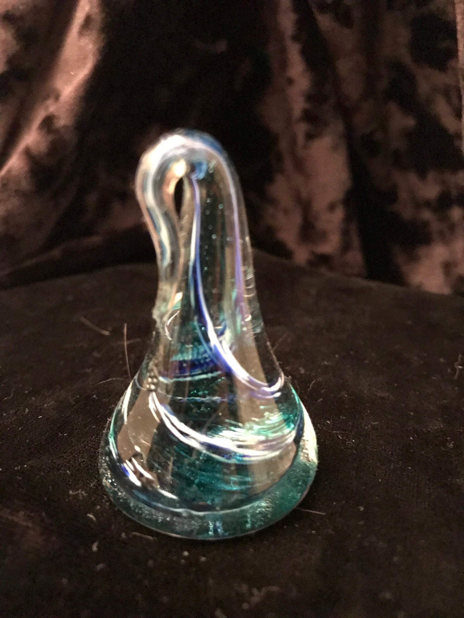 Hand Blown Glass Ring Holder Teal & White/Blue Etsy