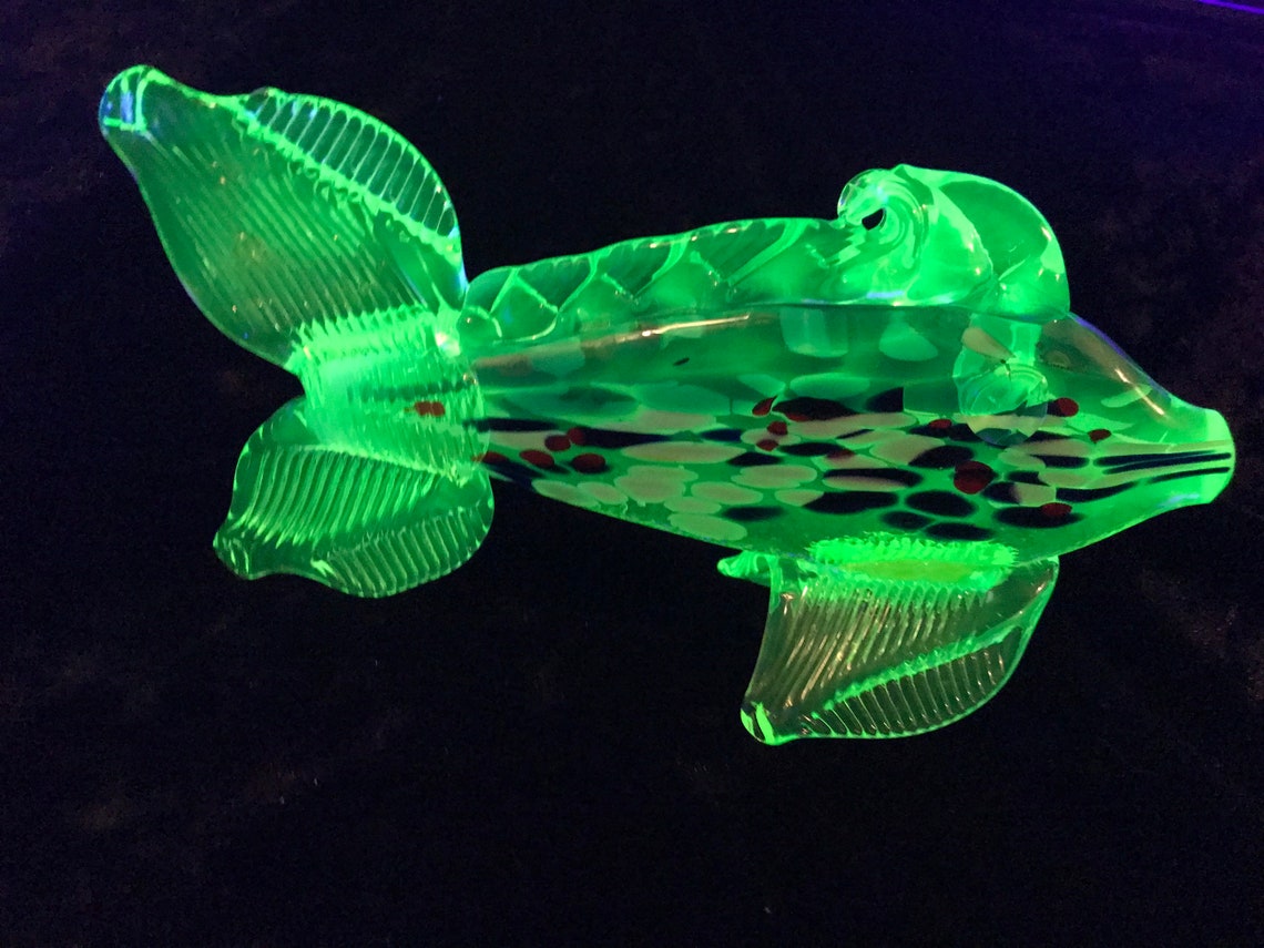 Uranium Glass Mini Fish Figurine Red White & Blue's Etsy