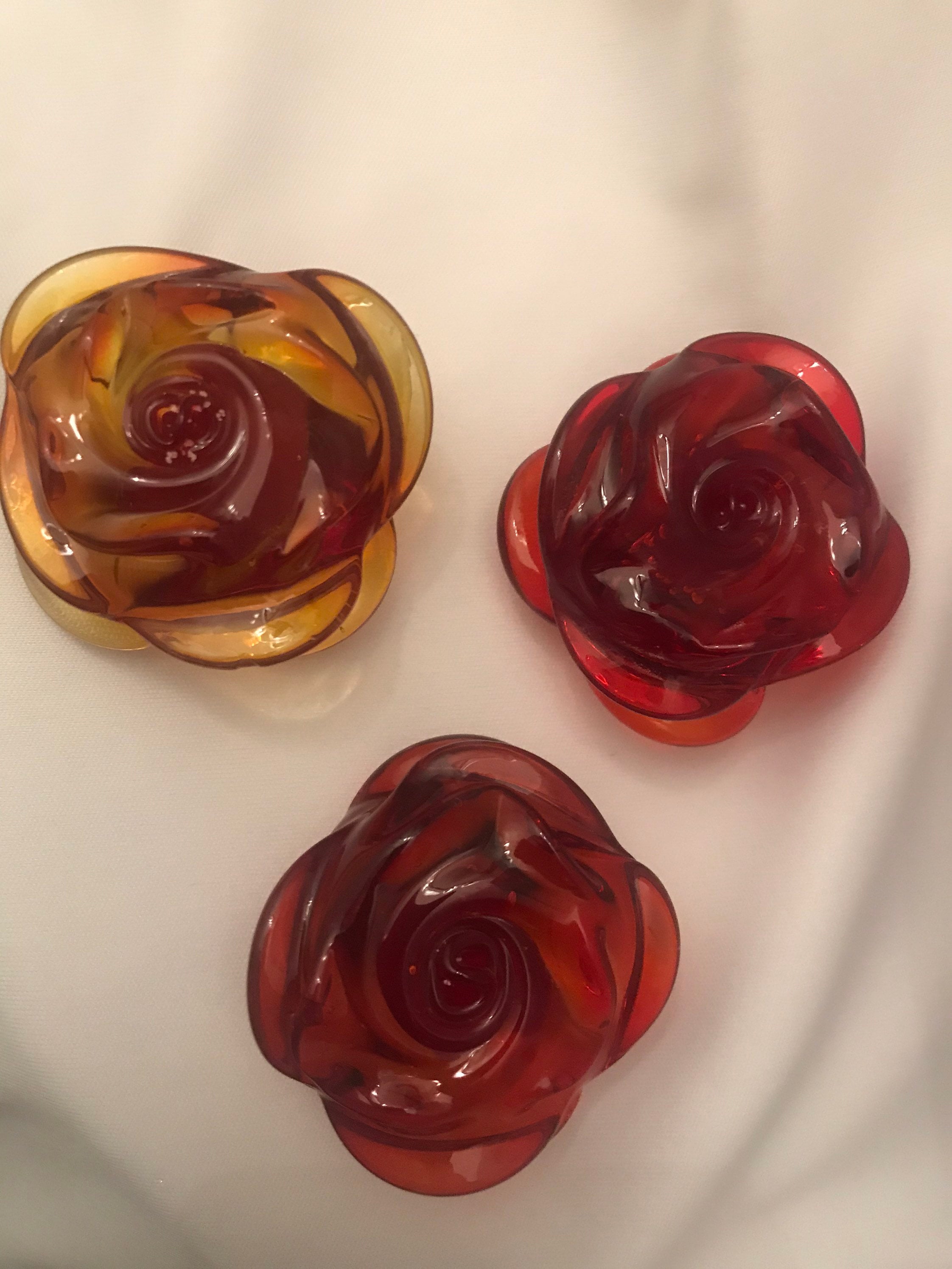 Hand Blown Glass Rose Figurine Etsy