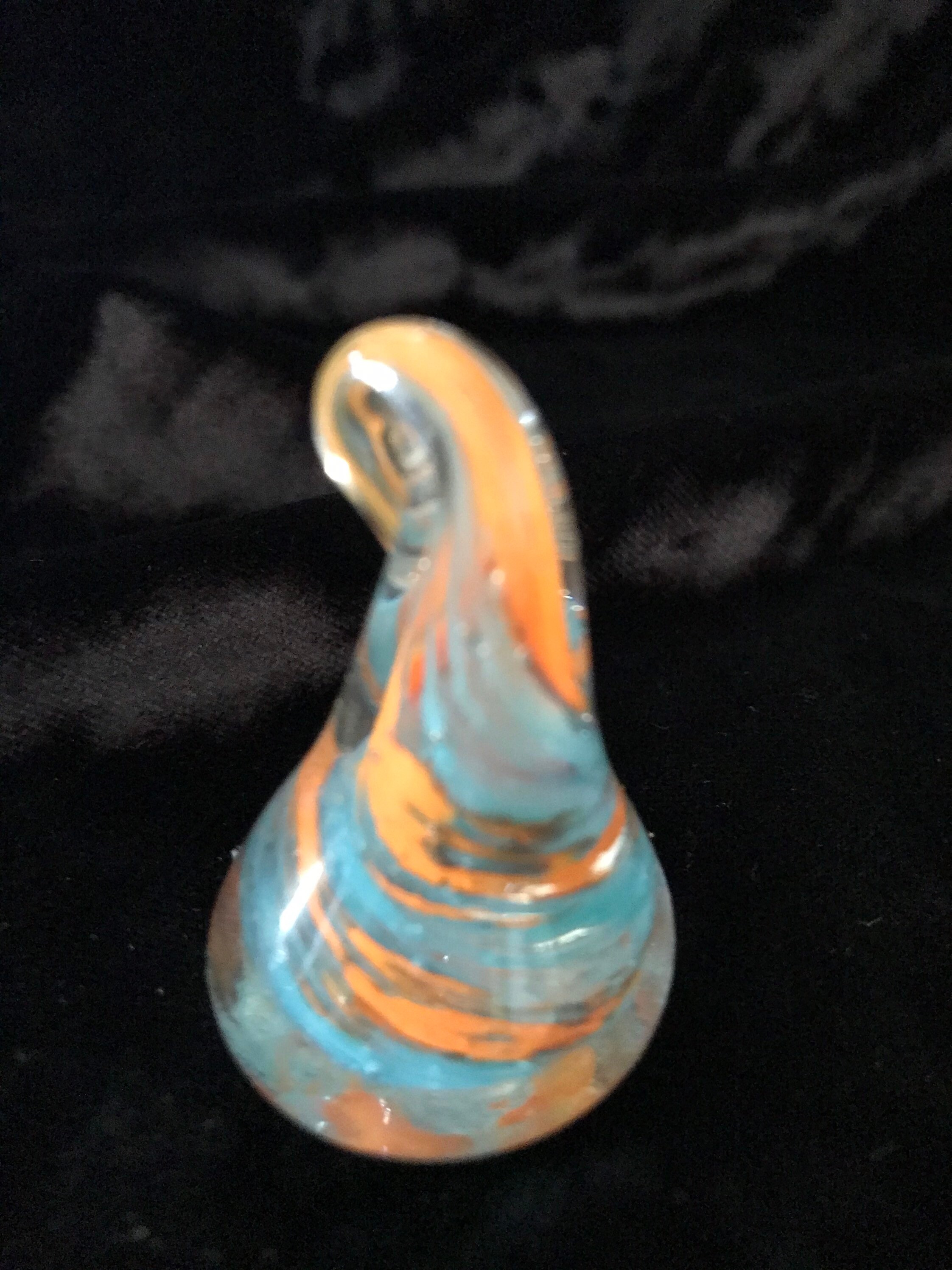 Hand Blown Glass Ring Holder light Blue & Tangerine Etsy UK