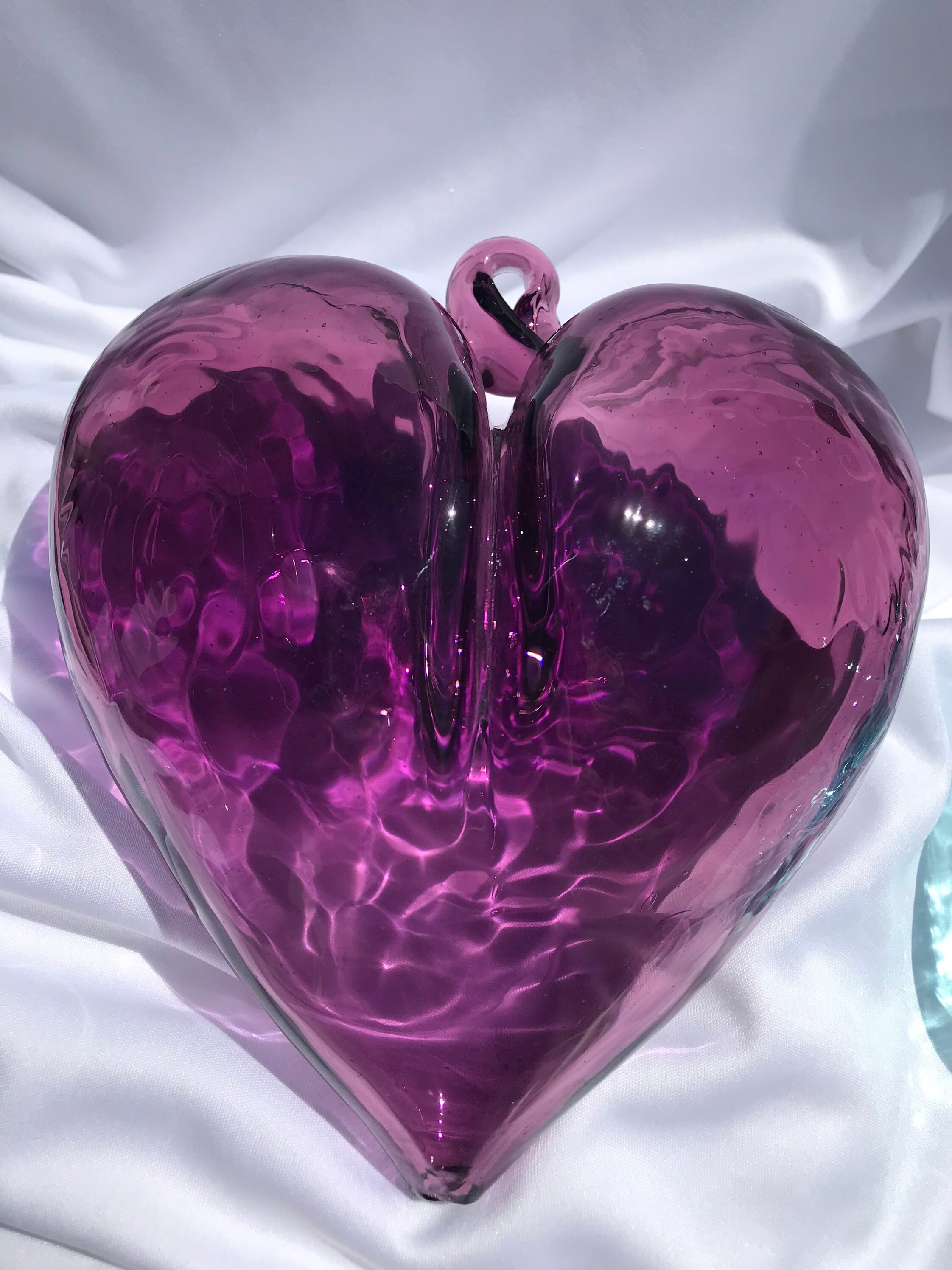 Hand Blown Glass Hearts Purple Etsy