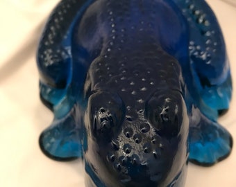 Blue Uranium Cast Glass Frog #2 Paperweight