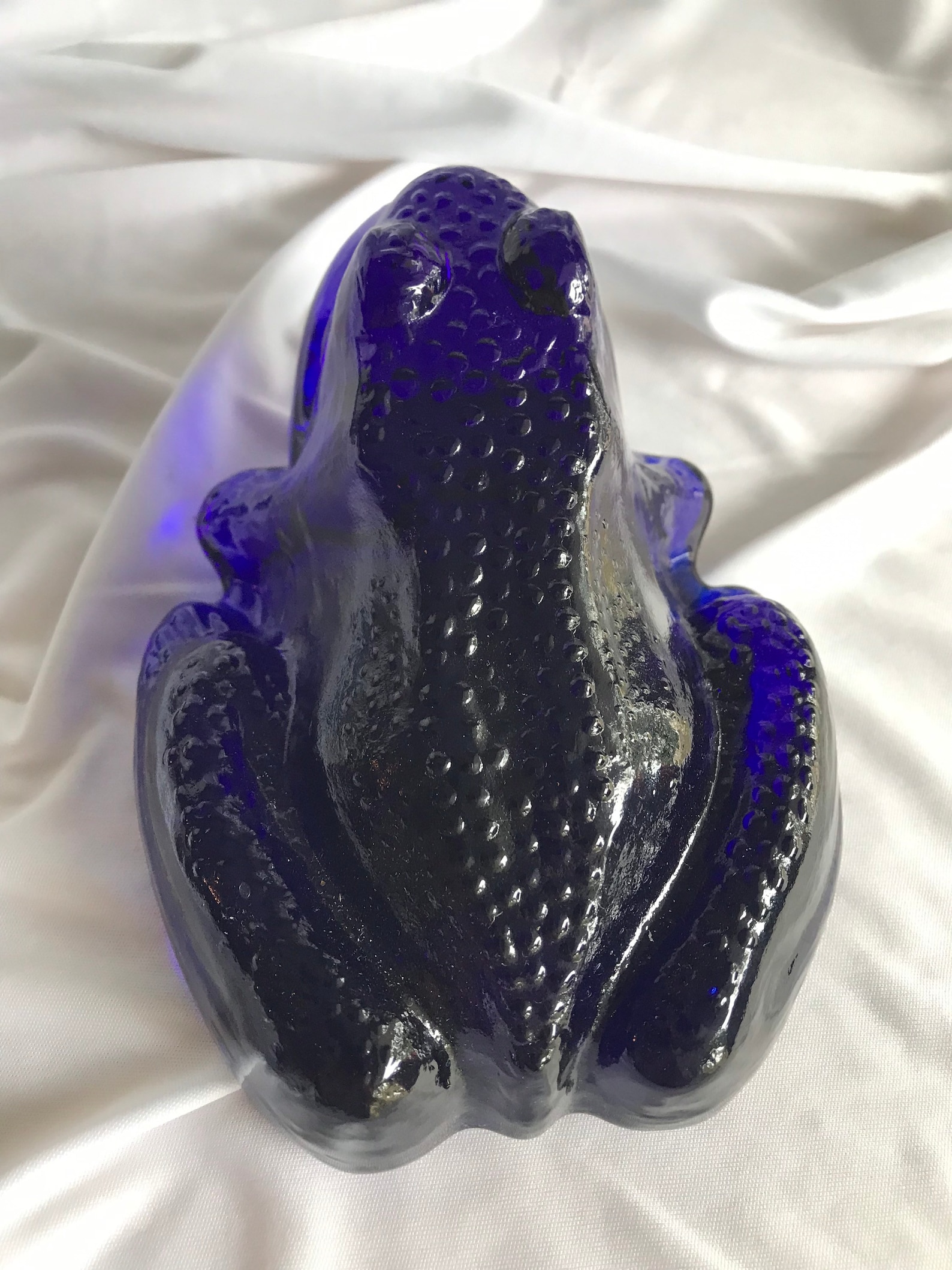 Glass Frog Cast Paperweight Azul cobalto Etsy