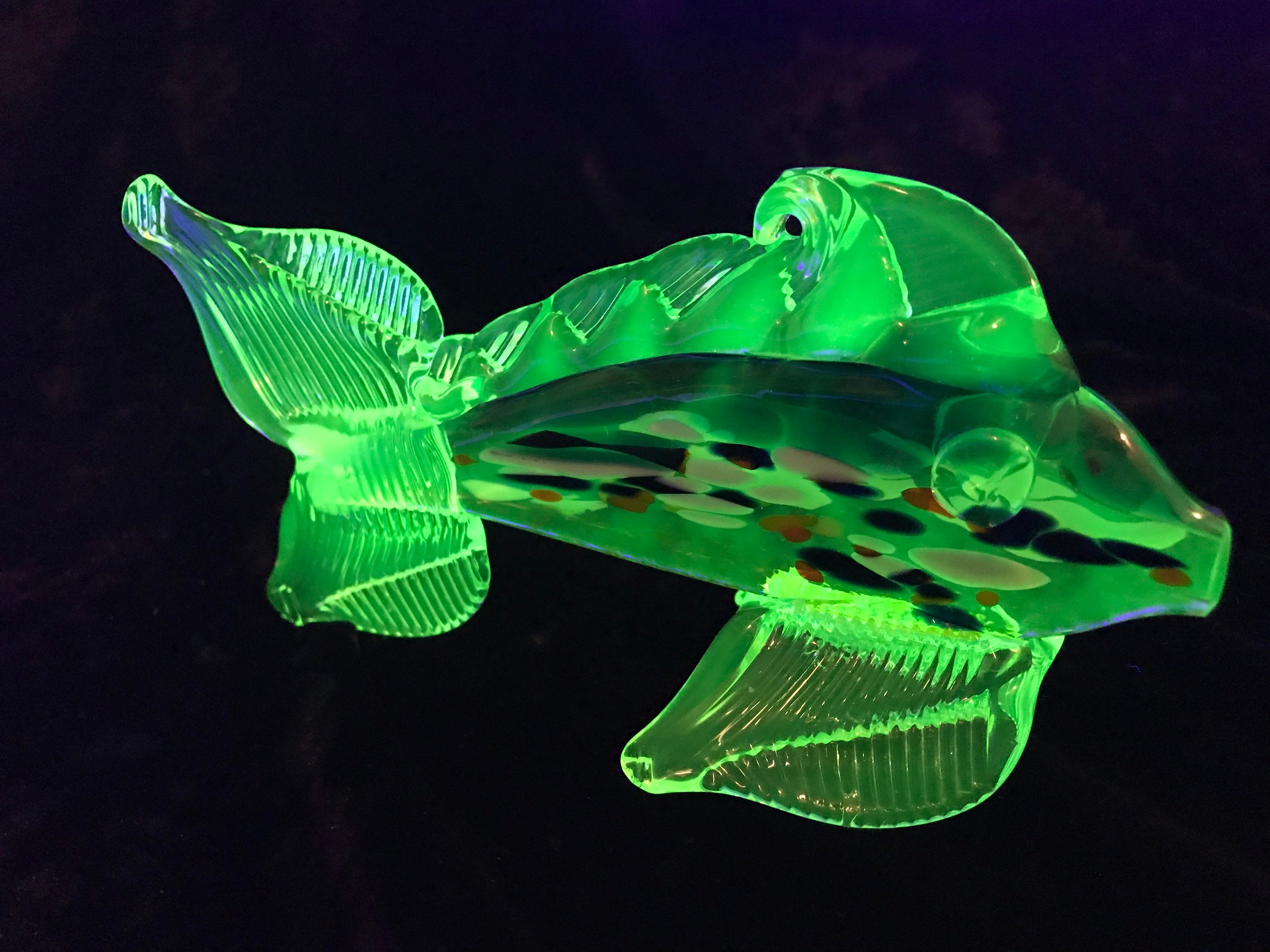 Uranium Glass Mini Fish Tangerine White and Blue Etsy