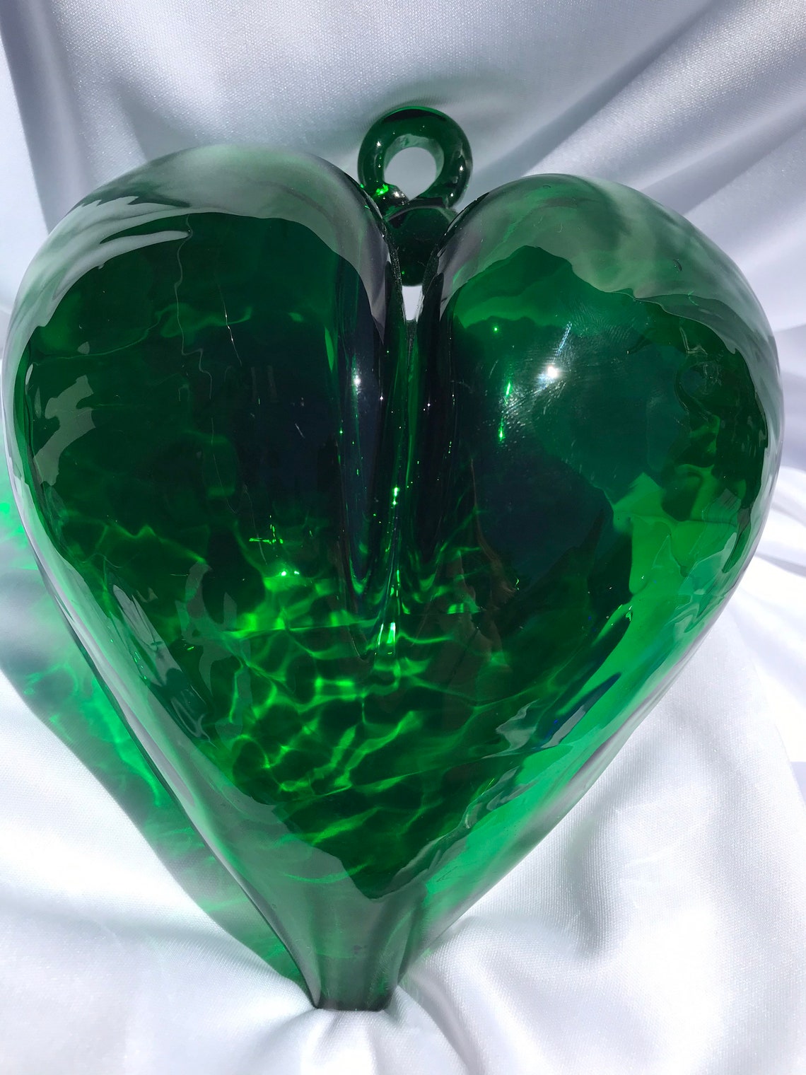 Hand Blown Glass Hearts Green Etsy