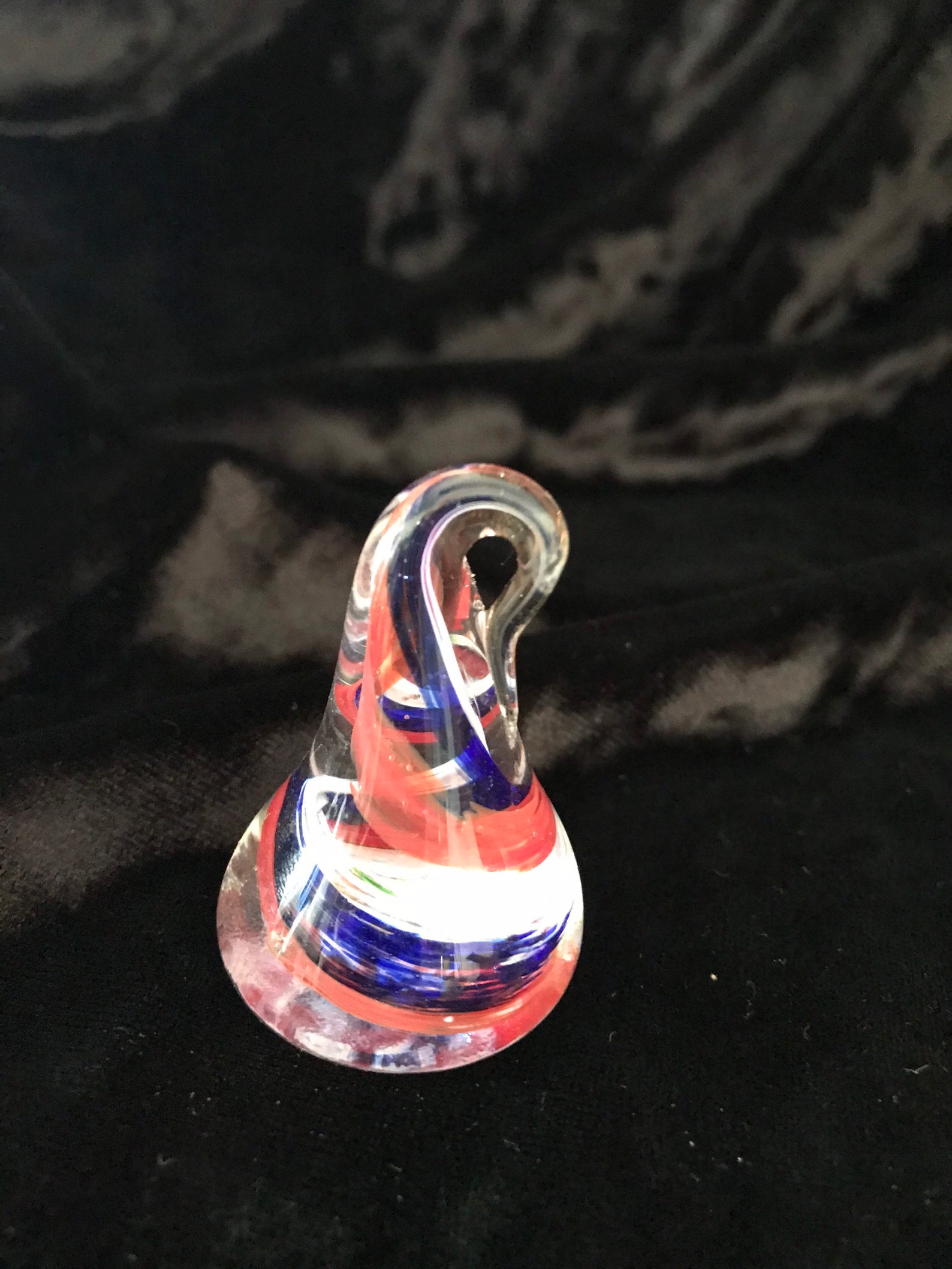 Hand Blown Glass Ring Holder Red White & Blue Etsy
