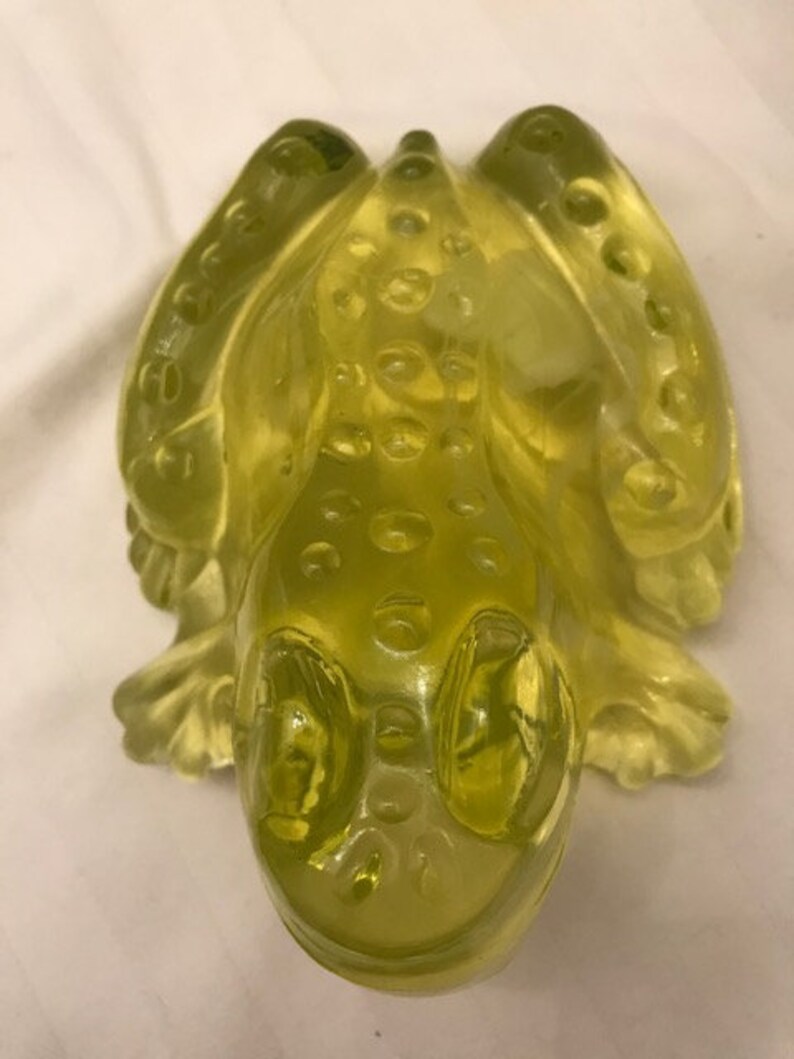 Uranium Glass Frog Paperweight Etsy
