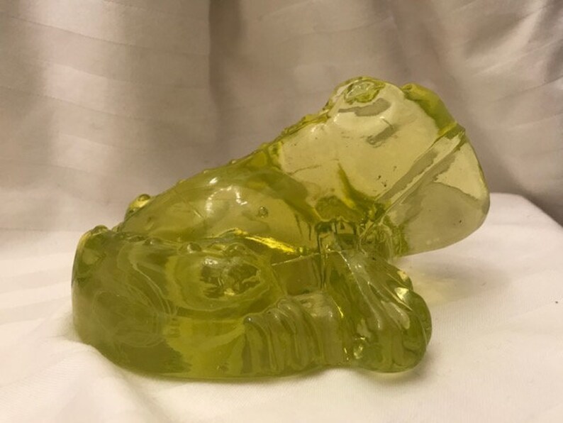 Uranium Glass Frog Paperweight Etsy