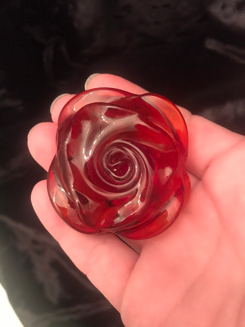 Hand Blown Glass Rose Figurine Etsy