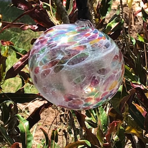 Hand Blown Glass Ornaments (Rainbow & white)