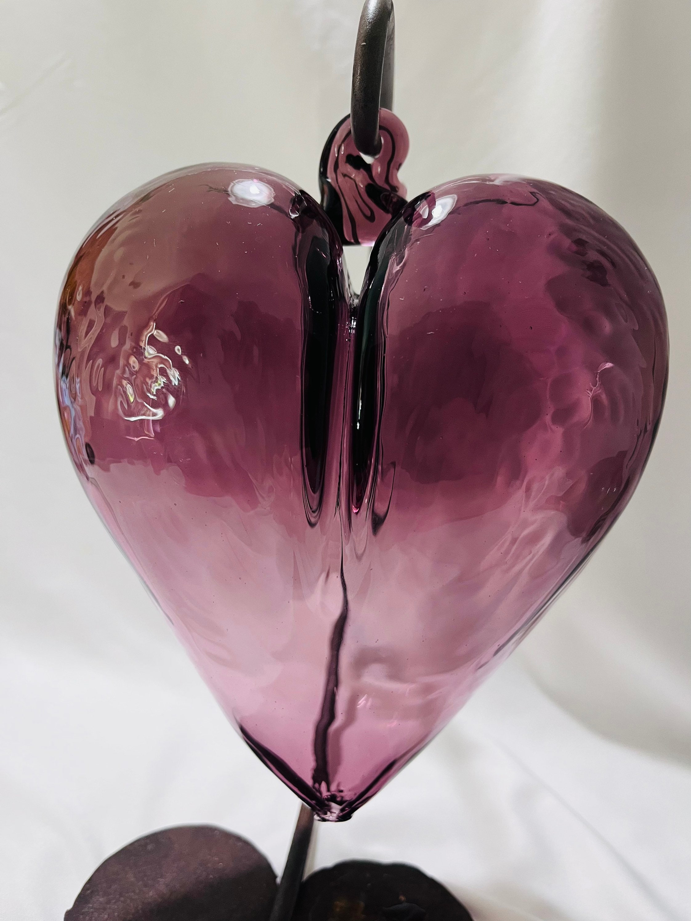 Hand Blown Glass Hearts dark Purple Etsy