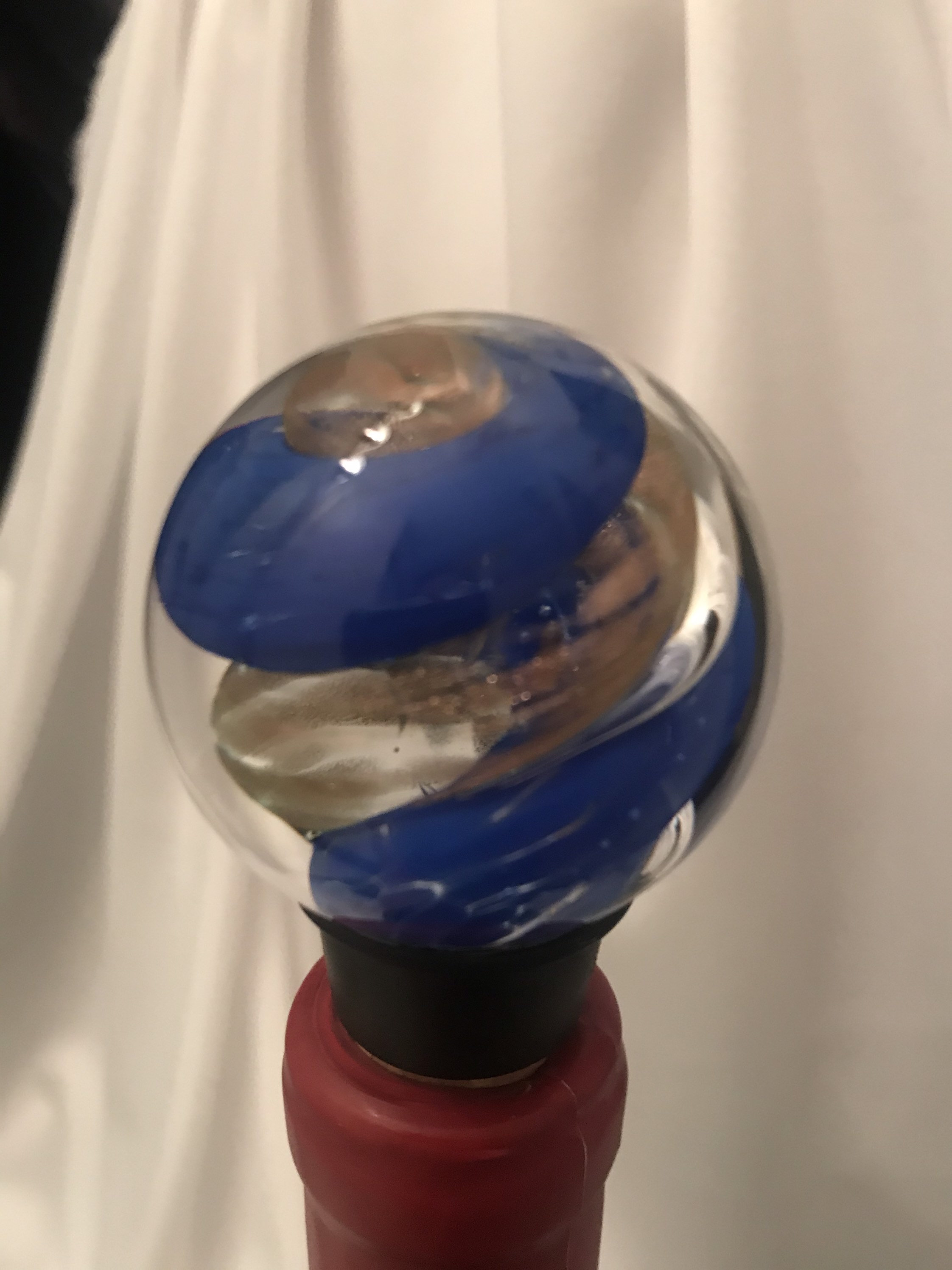 Hand Blown Glass Wine Bottle Stoppers Blue & Copper Sparkles Etsy