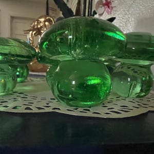 Uranium Green Glass Mushrooms Figurine