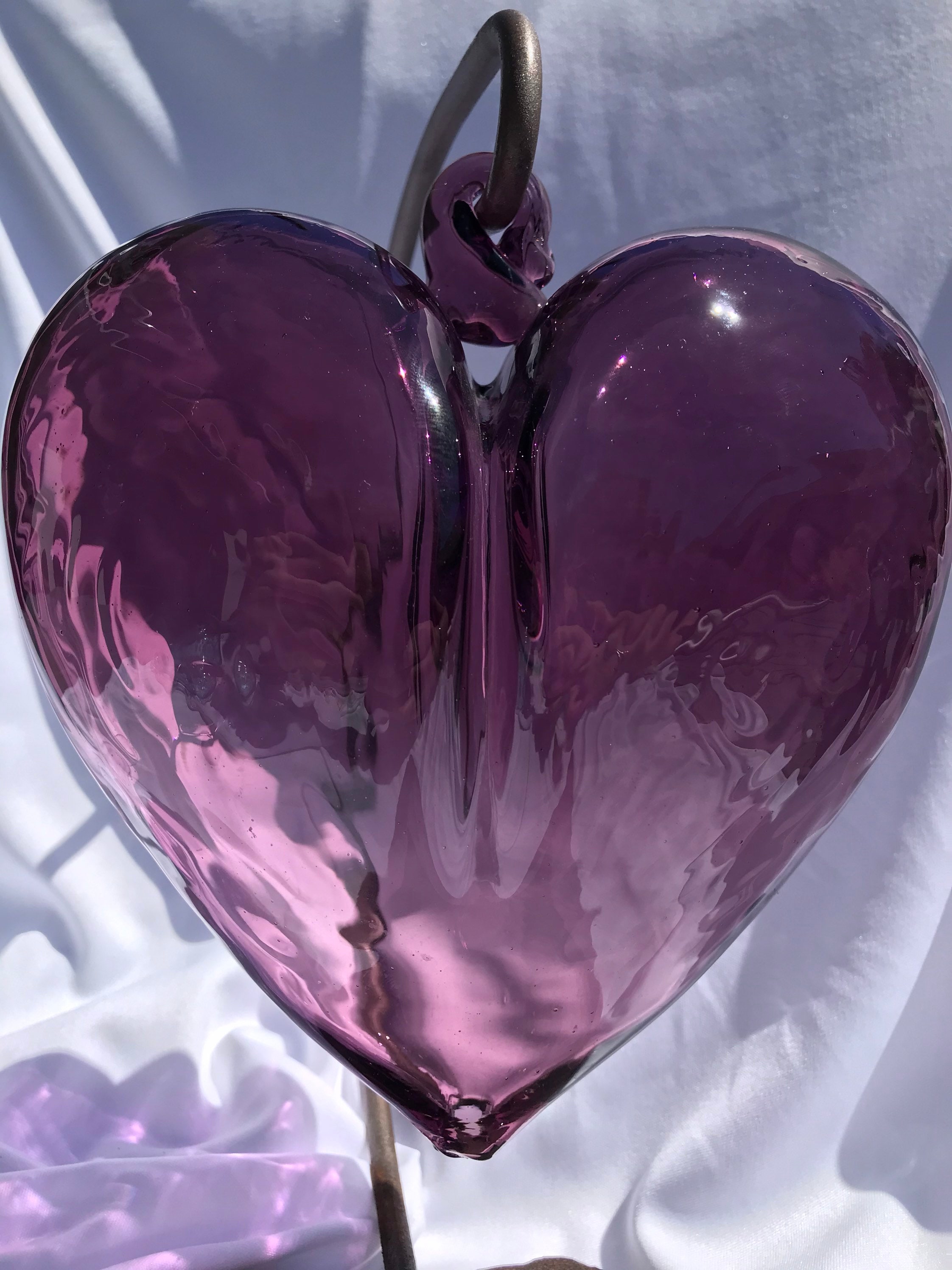Hand Blown Glass Hearts dark Purple Etsy