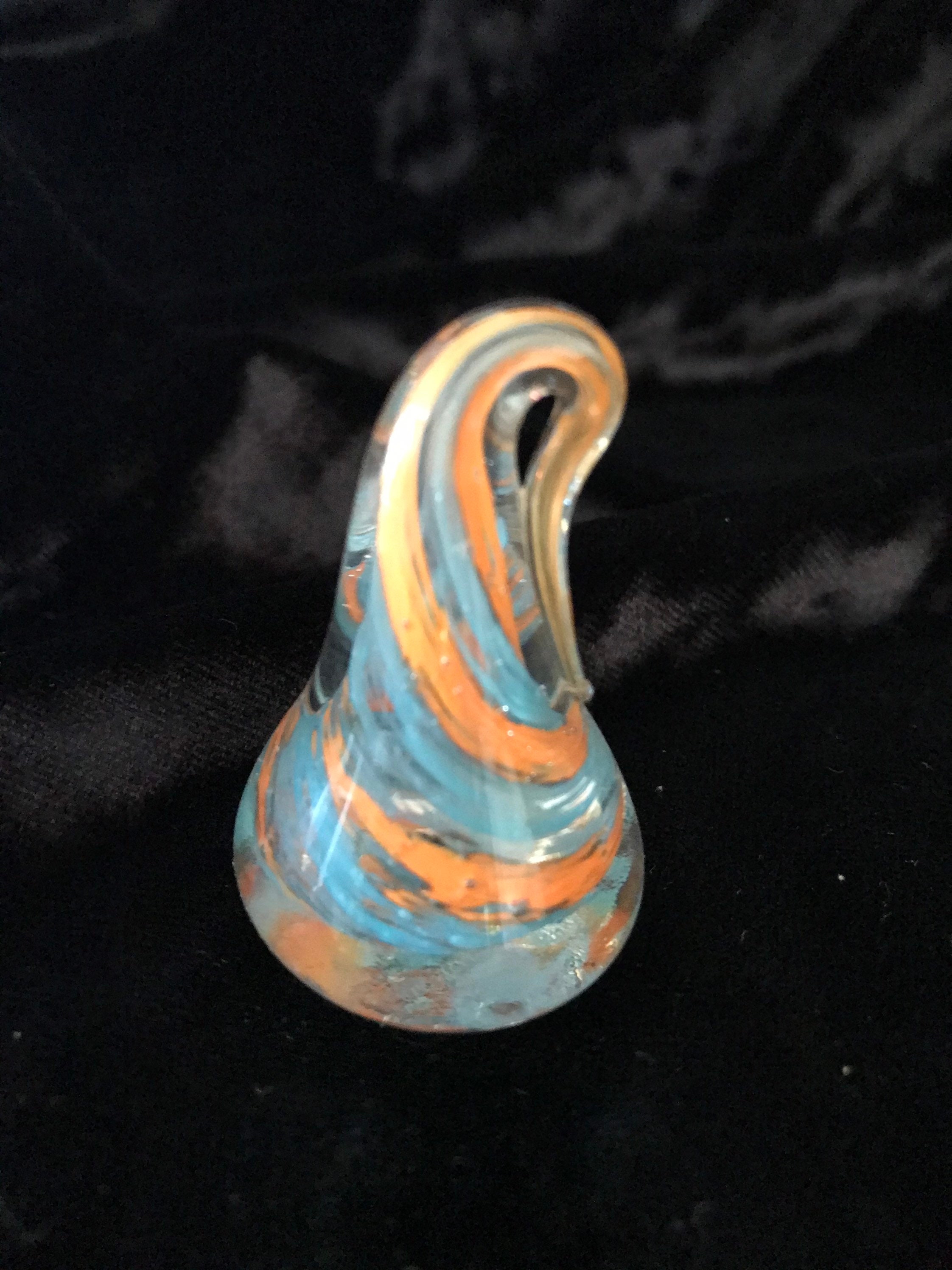 Hand Blown Glass Ring Holder light Blue & Tangerine Etsy UK