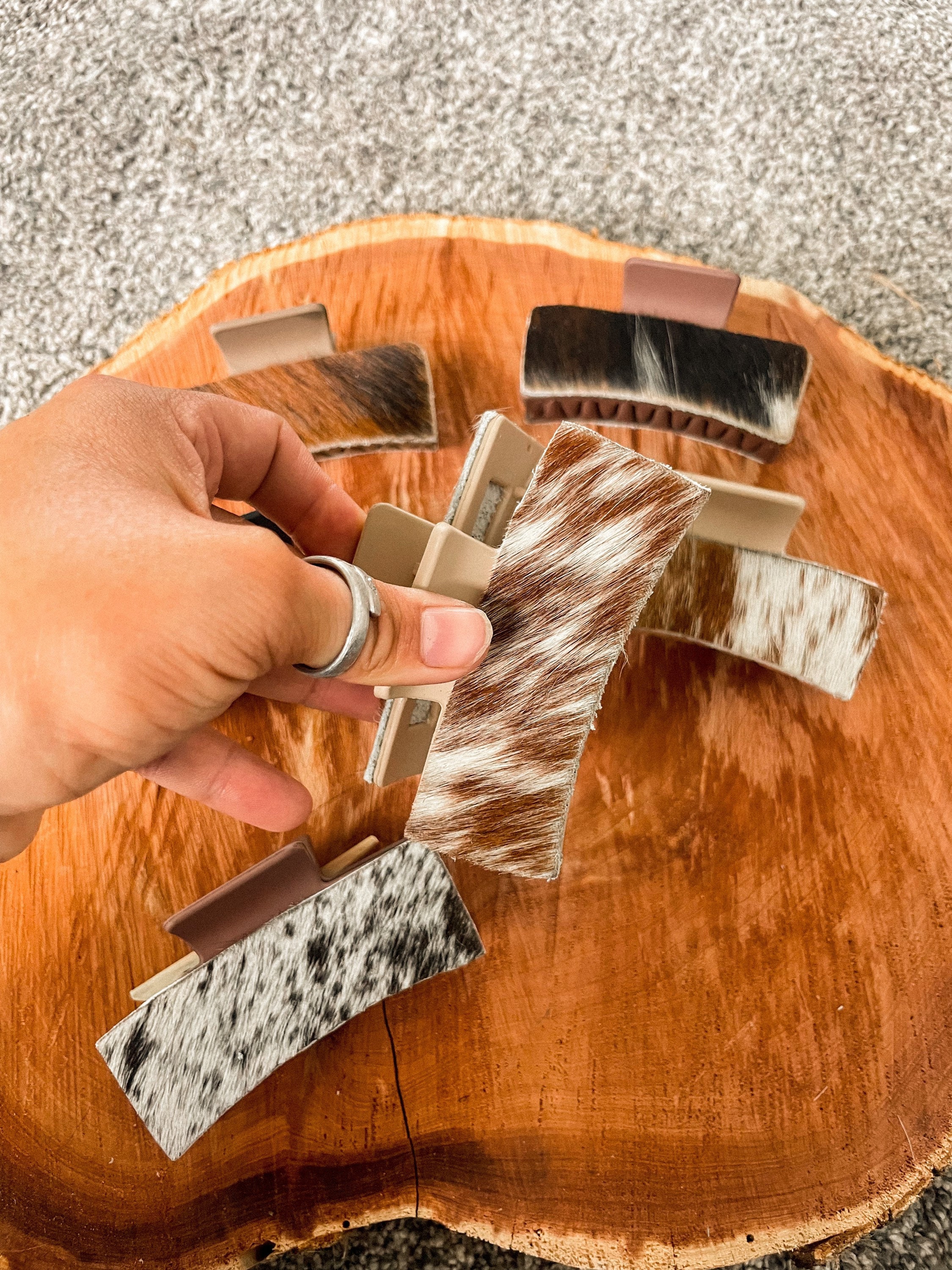 Genuine Hair On Hide, Western Cowhide Claw Clip