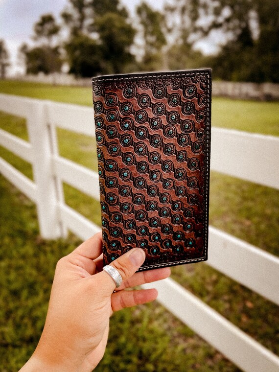 Genuine Tooled Leather Western Wallet 