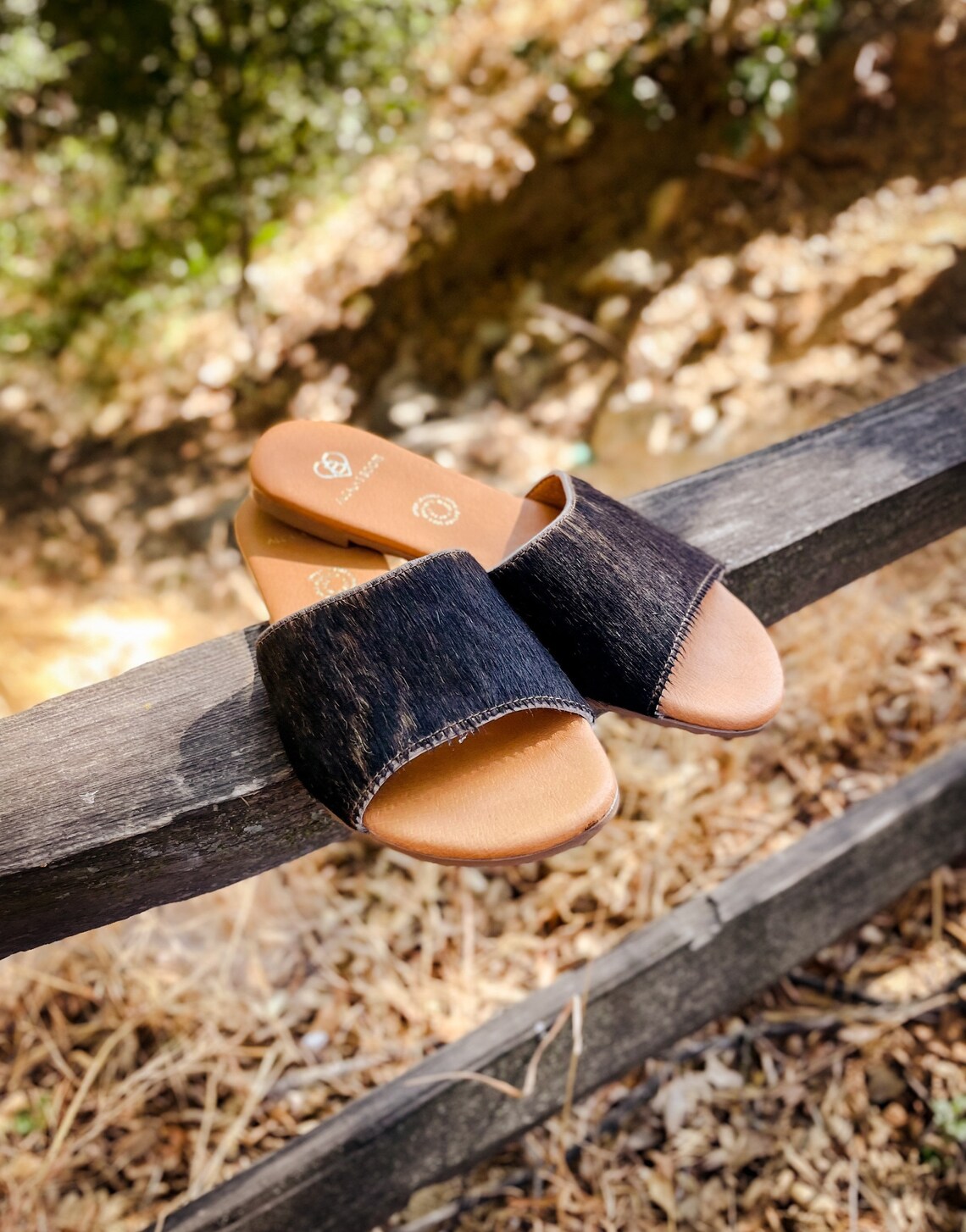 cowhide platform sandals
