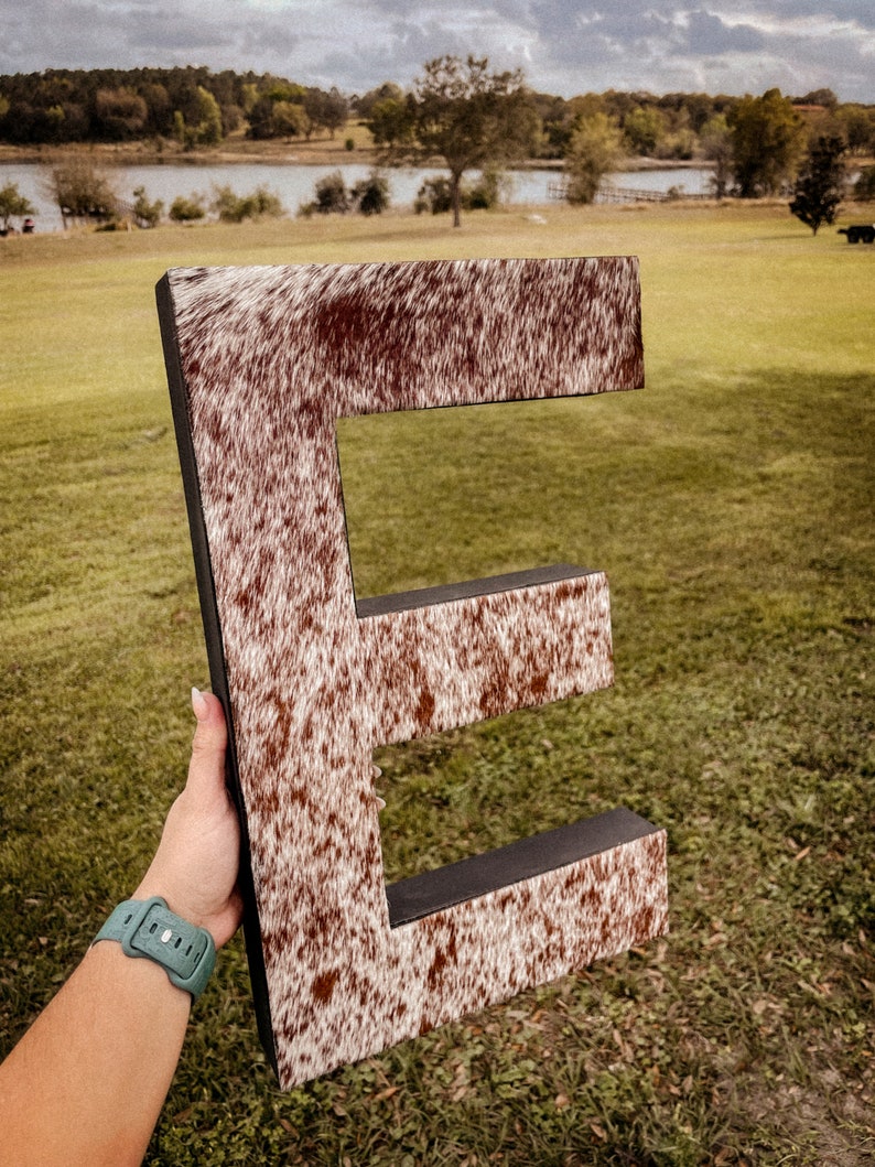 Genuine Cowhide Western Home Decor Paper Mache Craft Standing Letter