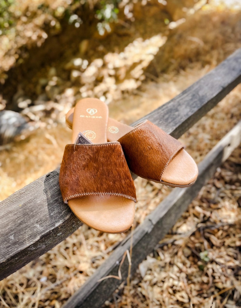 Genuine Cowhide Western Sandals Outdoor Flipflops Flats Etsy