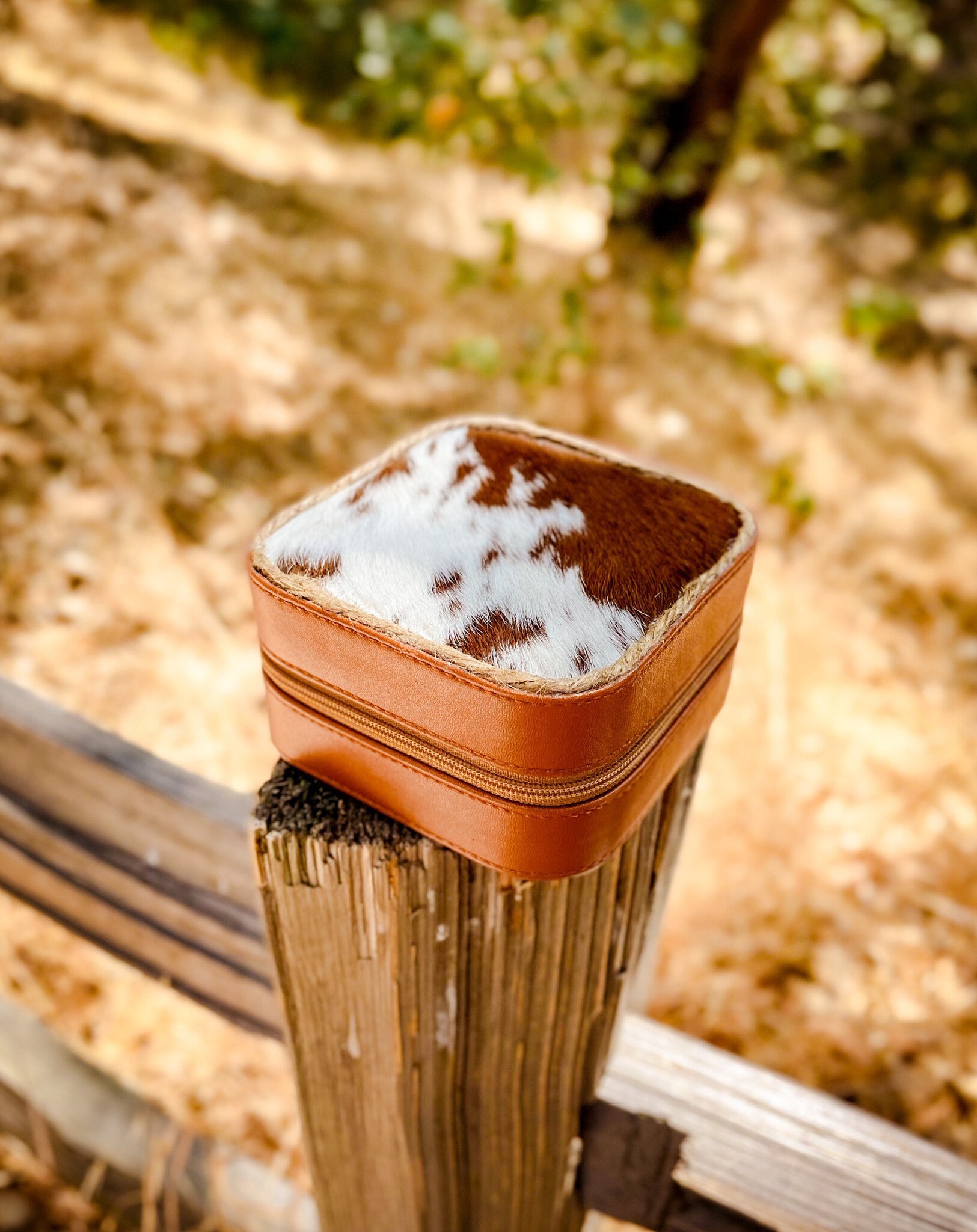 Custom Genuine Hair On Hide, Western Cowhide Travel Jewelry Box Case