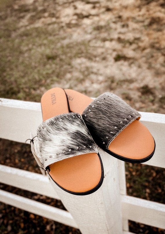 Cowhide sandals sales