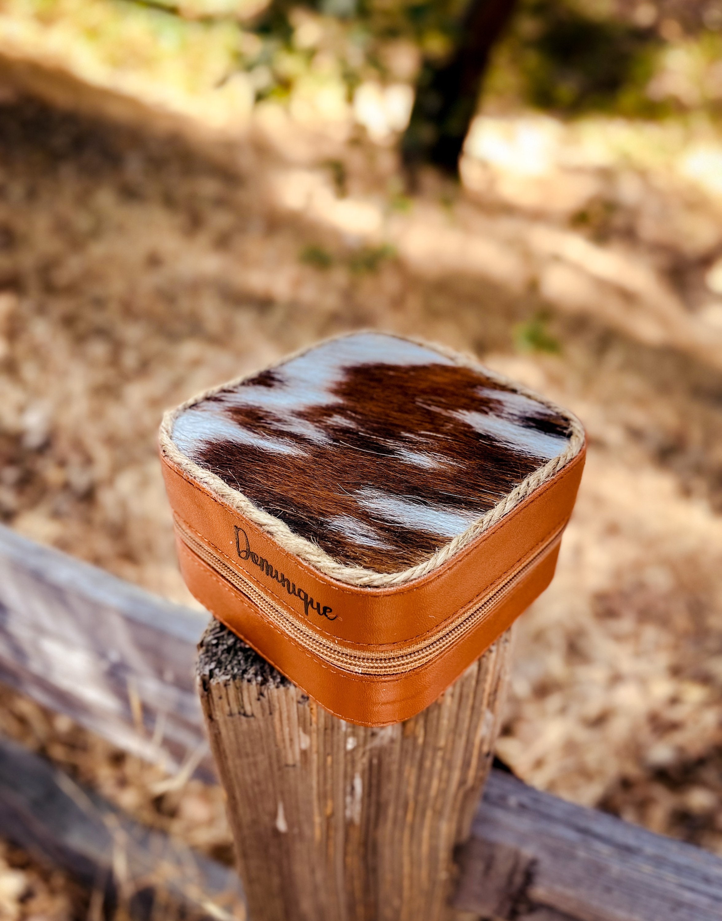 Custom Genuine Hair On Hide, Western Cowhide Travel Jewelry Box Case