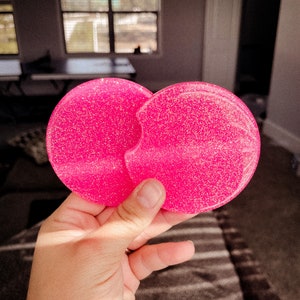 Custom Resin Bright Pink Glitter Glam Sparkle Car Coaster