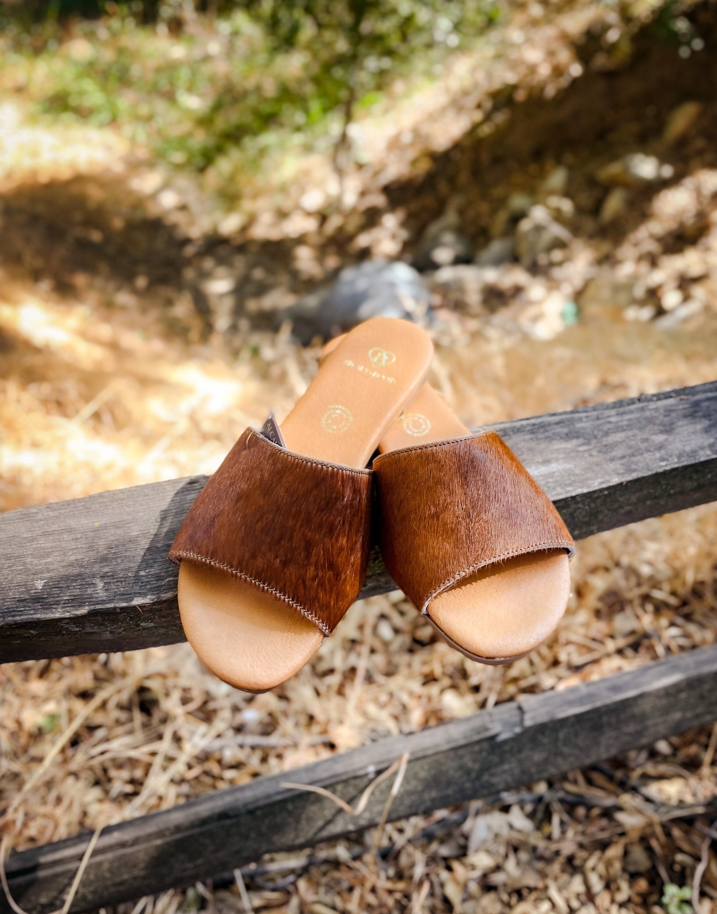 cowhide platform sandals