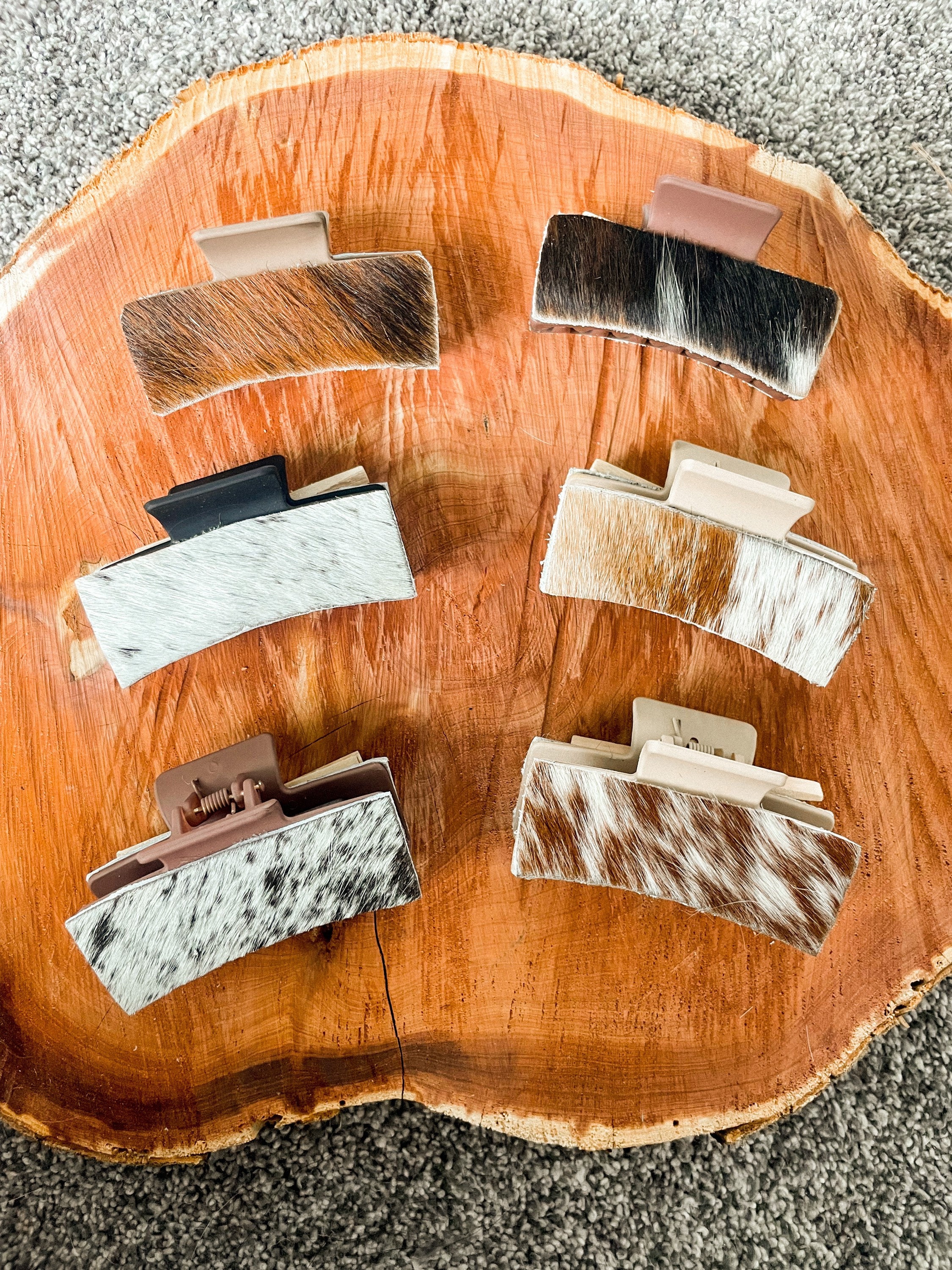 Genuine Hair On Hide, Western Cowhide Claw Clip