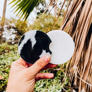 Custom Black and White Cowhide Cowprint Resin Western Cow Car Coaster