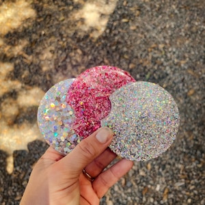 Custom Resin Chunky Glitter Glam Sparkle Print Car Coaster Accessory