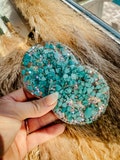 Custom Resin Western Turquoise Stone and Glitter Car Coaster