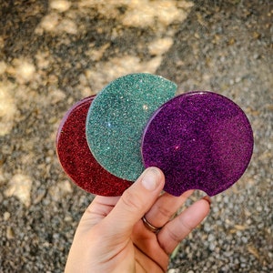 Custom Resin Glitter Glam Sparkle Print Car Coaster Accessory