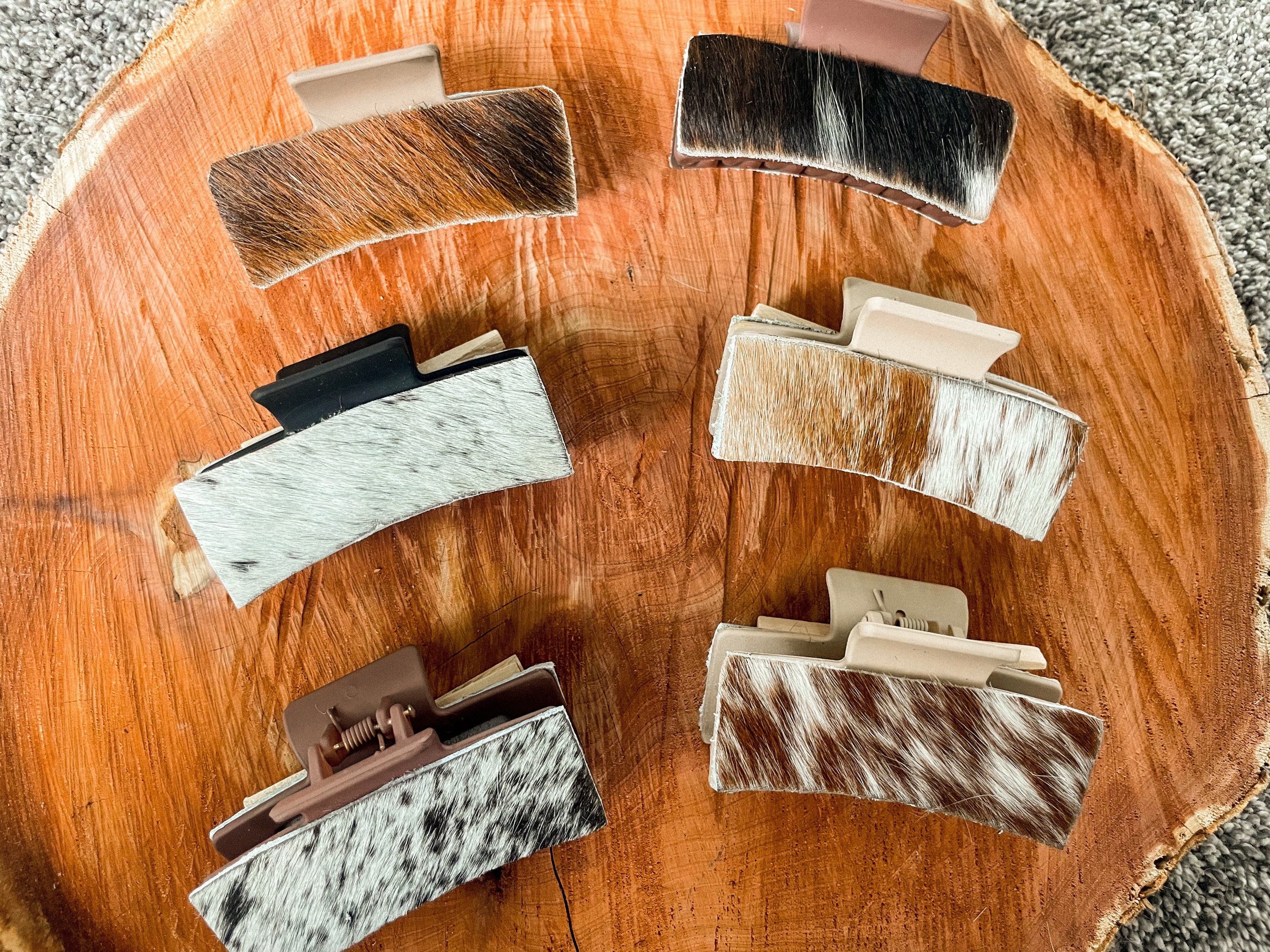 Genuine Hair On Hide, Western Cowhide Claw Clip