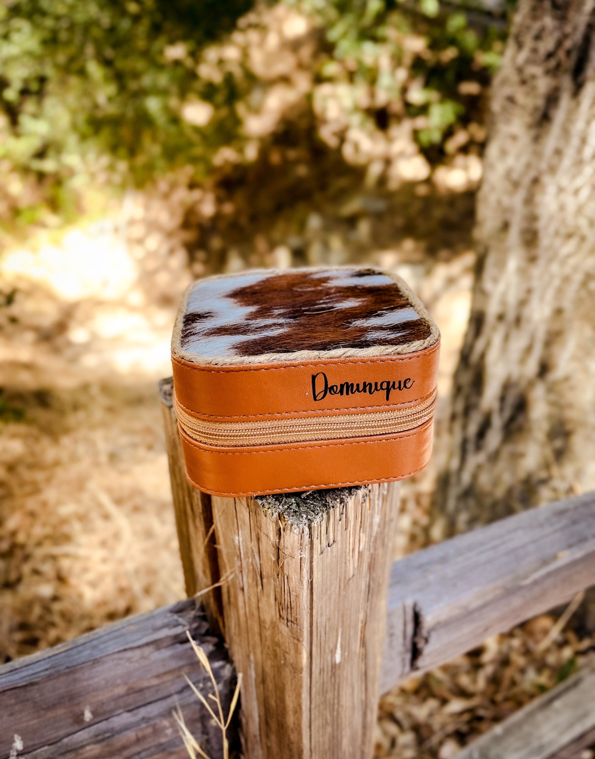 Custom Genuine Hair On Hide, Western Cowhide Travel Jewelry Box Case