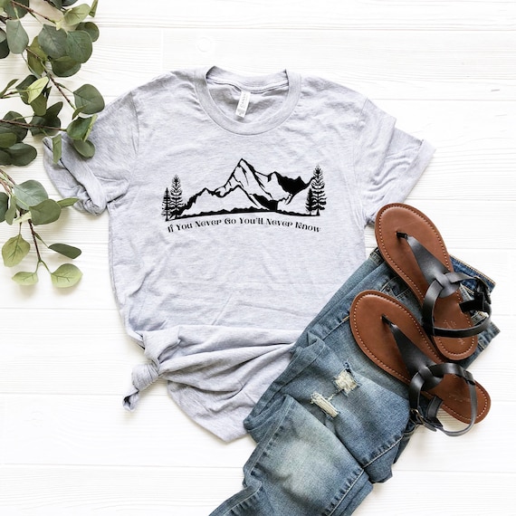 Women's Vintage Nature Graphic Tee - Camping Hiking Travel T-Shirt (Dark Grey, X-Large)