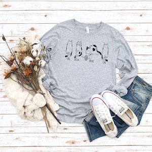 Un Deux Trois Cat Long SleeveCat Shirt Kitty Kitten T Shirt Cat Lover
