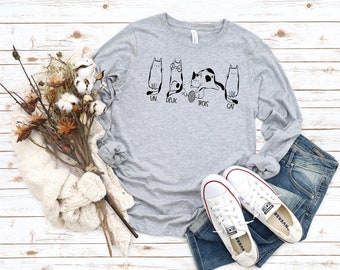 Un Deux Trois Cat Long SleeveCat Shirt Kitty Kitten T Shirt Cat Lover