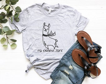 No Drama Zone Shirt  Llama Lover Shirt Llama Tees Funny Llama Shirt