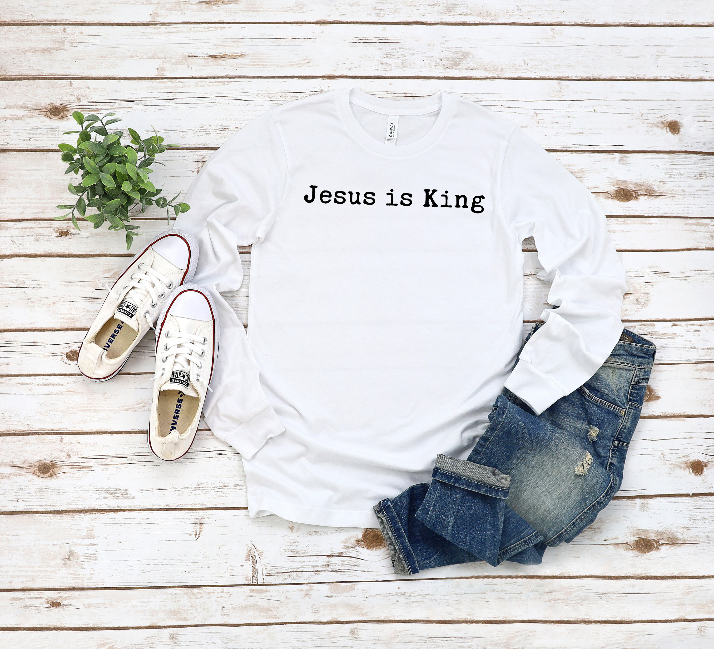 Jesus is King Long Sleeve Shirt Christian T-shirt Cute - Etsy 日本