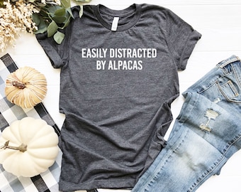 Fácilmente distraído por alpacas camisa alpaca amante Tee Alpaca amante camisa llama amante camisa llama camisetas divertidas llama