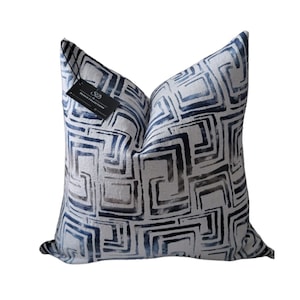 Blue and Grey Pillow Cover || Abstract Patterned Cover || Throw Pillow Cover || Cushion Cover || Textured Pillow Cover
