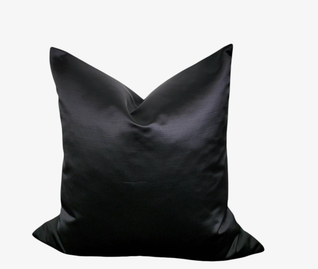 Solid Jet Silk Satin Black Pillow Cover Black Satin Pillow Etsy