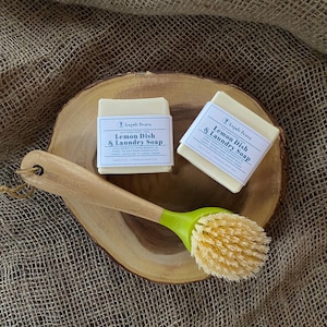 Dish and Laundry Soap Bar with Lemon | All-Natural Solid Dish Detergent | Solid Stain Remover Bar
