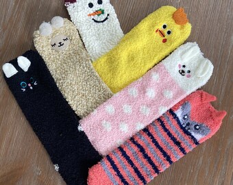 Kid/'s Socks,Knitted Socks,Socks with Bowknot,Thick and Warm,Super Soft Cozy Sleeping Socks,Mismatched Fluffy Cozy Sock,Gift for Her