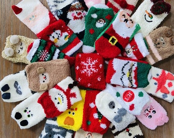 Christmas Gift Fuzzy Socks Soft Cute Funny Animal Kids Womens Design Microfiber Slipper Socks Cozy Fuzzy Winter Warm Socks